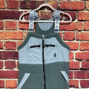 Free People Movement Hit The Slopes Overalls Fleece Midnight Jade/indigo Small